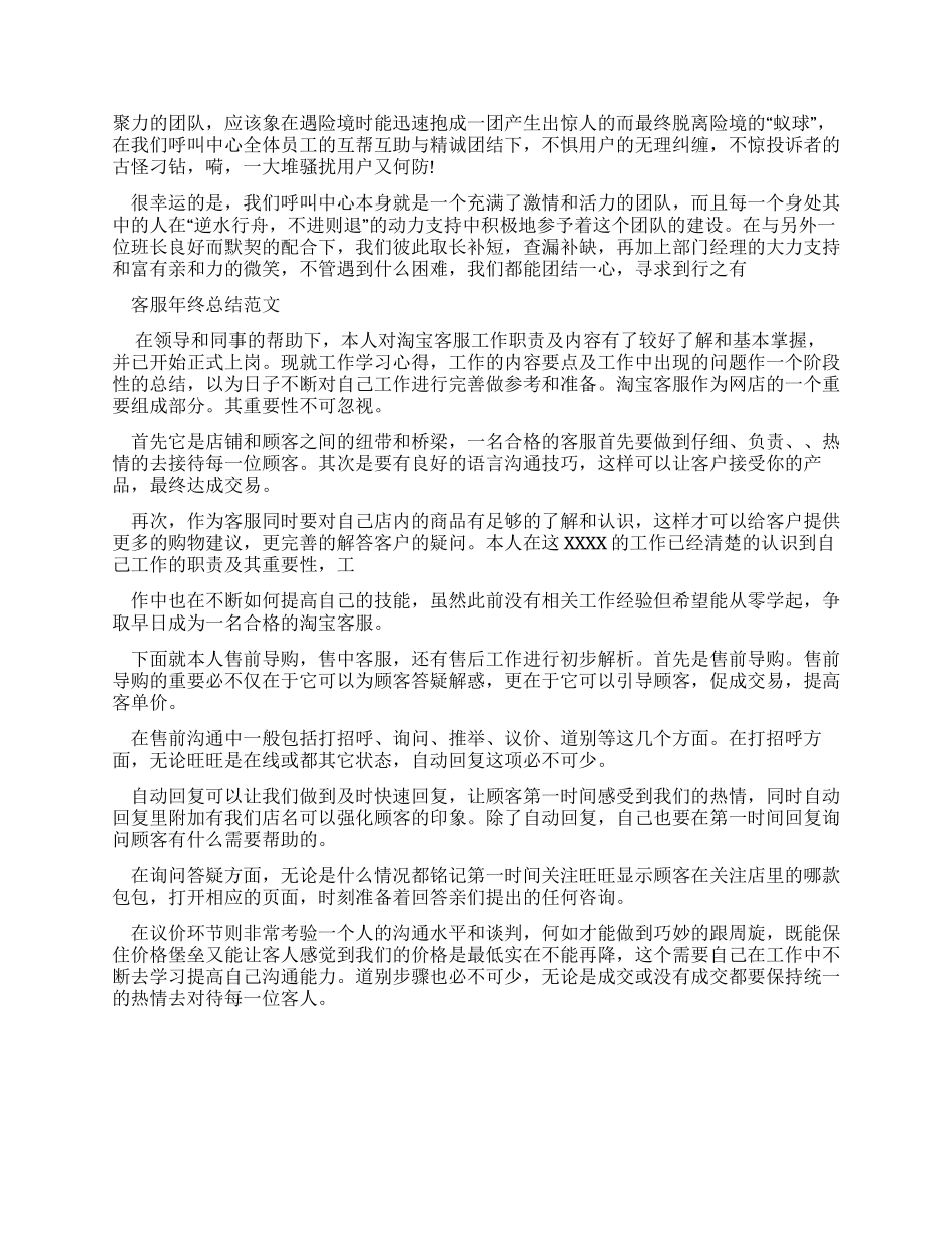 个人年终总结例文客服年终总结例文_第3页