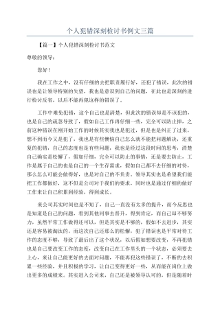 个人犯错深刻检讨书例文三篇