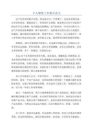 个人销售工作报告范文