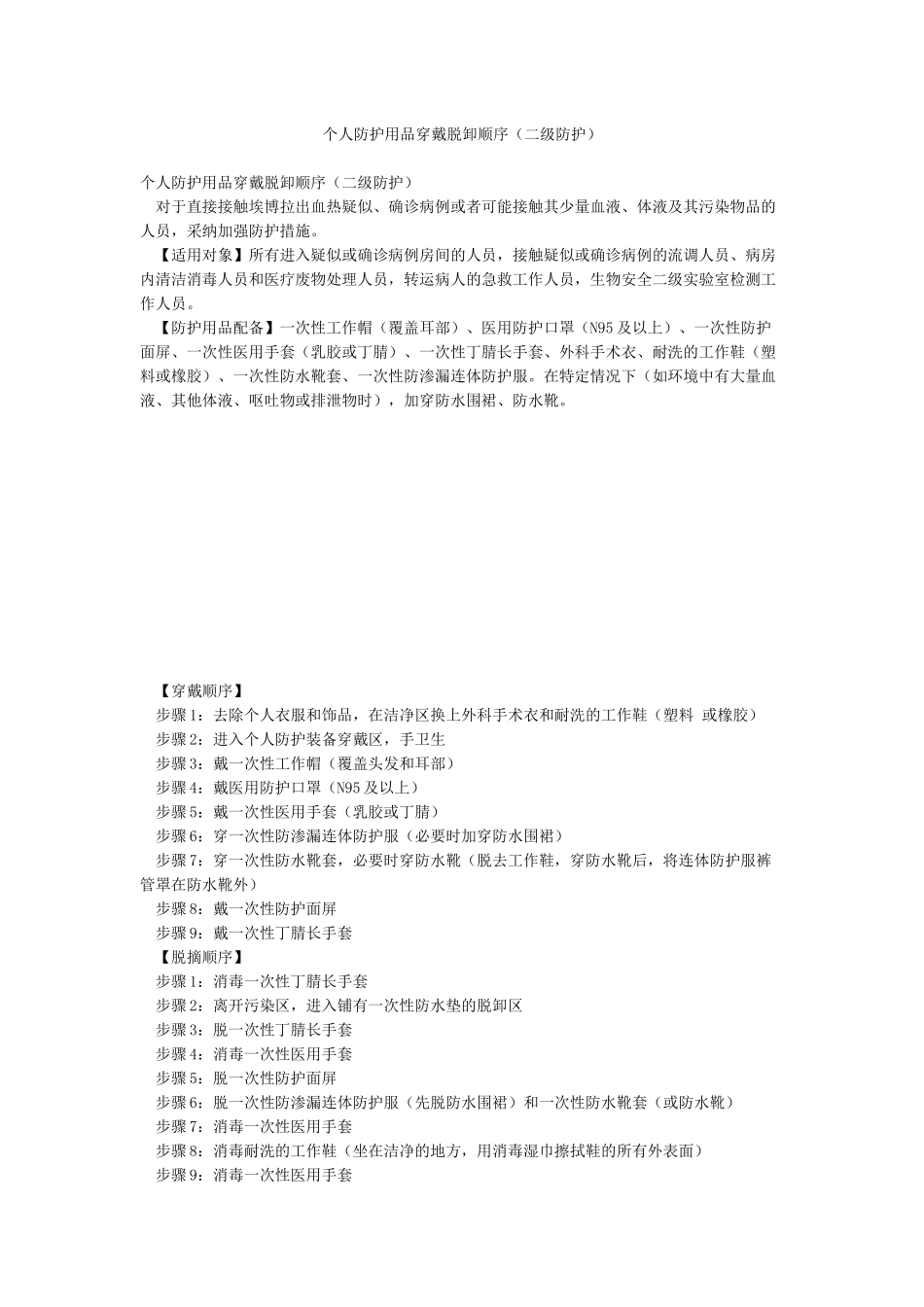 个人防护用品穿戴脱卸顺序_第1页