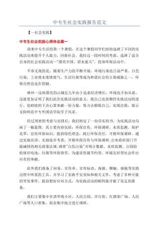 中专生社会实践报告范文