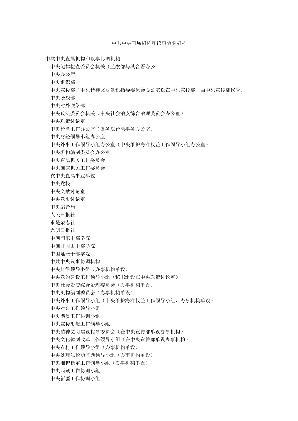 中共中央直属机构和议事协调机构_第1页