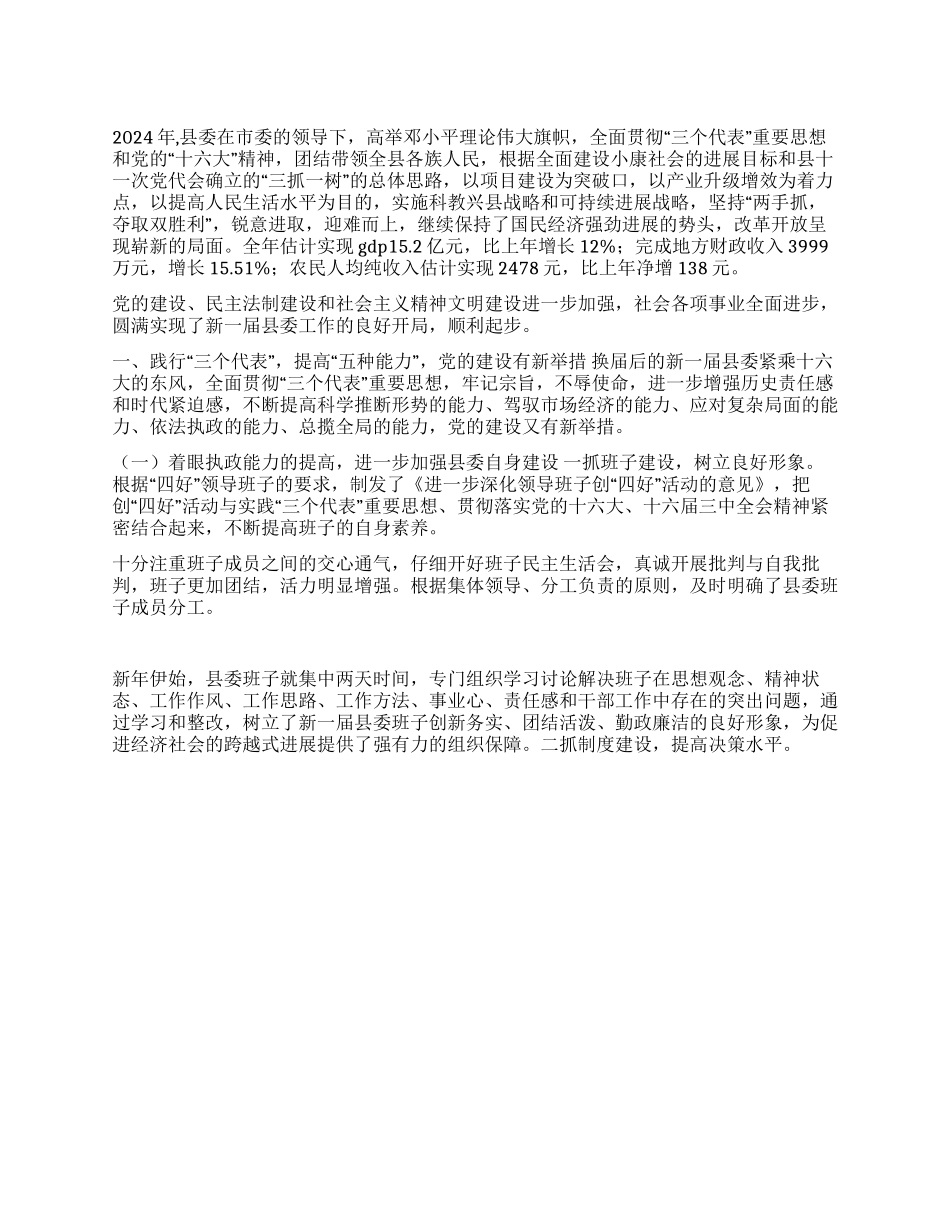 中共县委2003工作总结_第1页