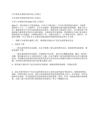 中共某某市委组织部年度工作要点