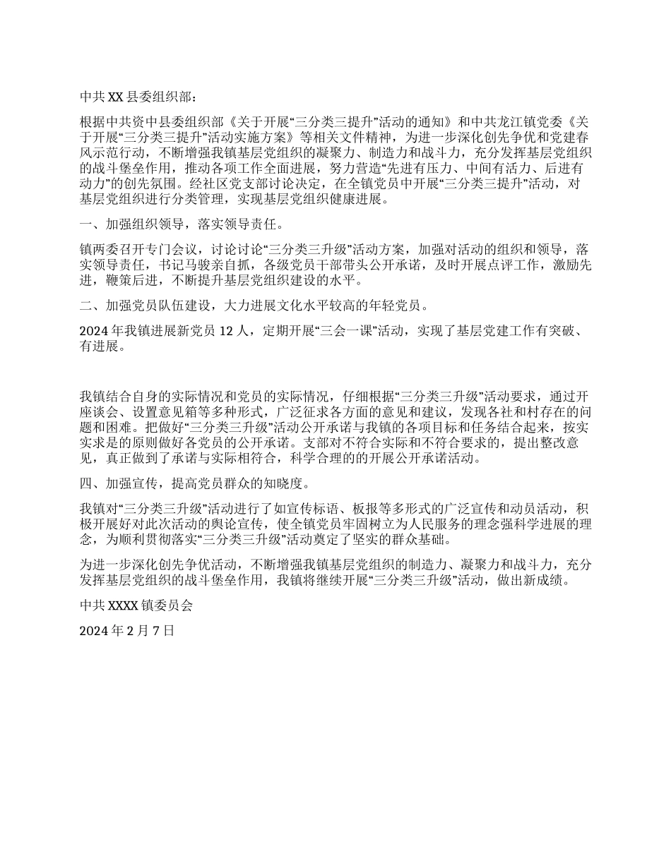 中共镇委三分类三升级总结范文_第1页