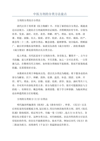 中医方剂的分类方法盘点