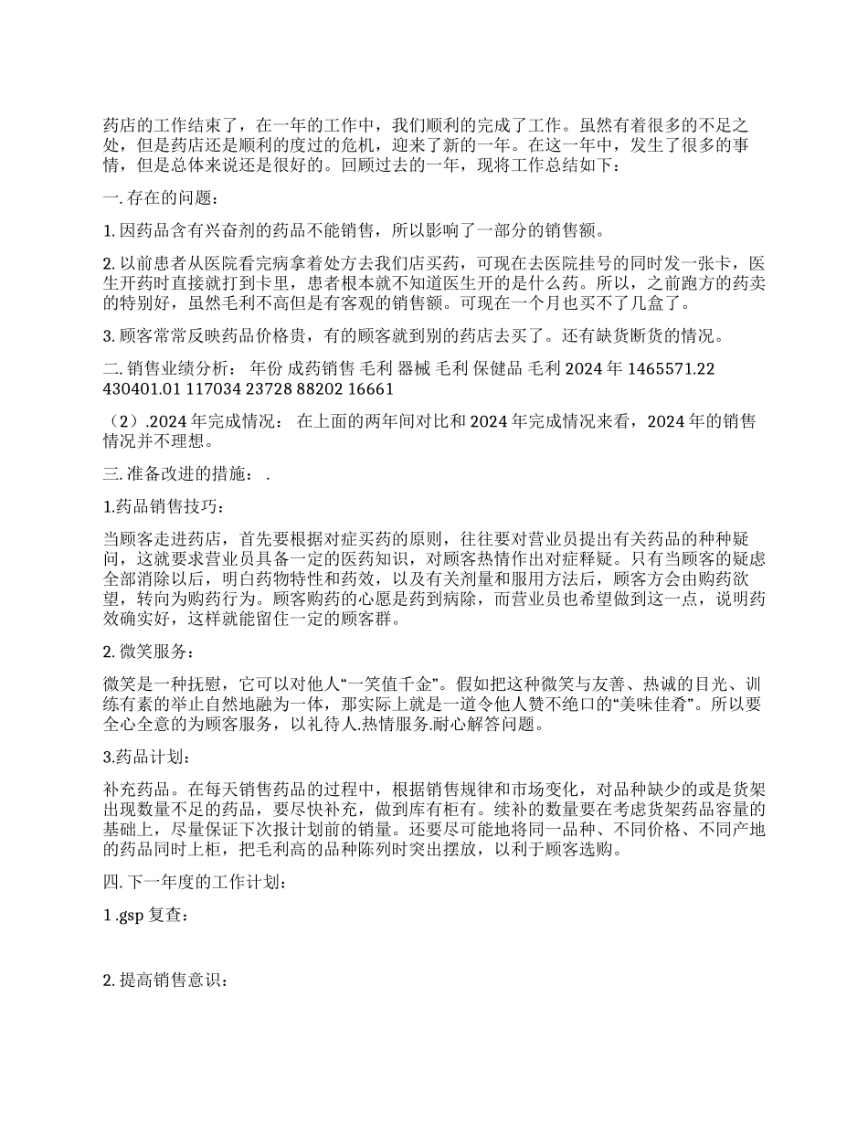 中医药店2024年年度工作总结_第1页