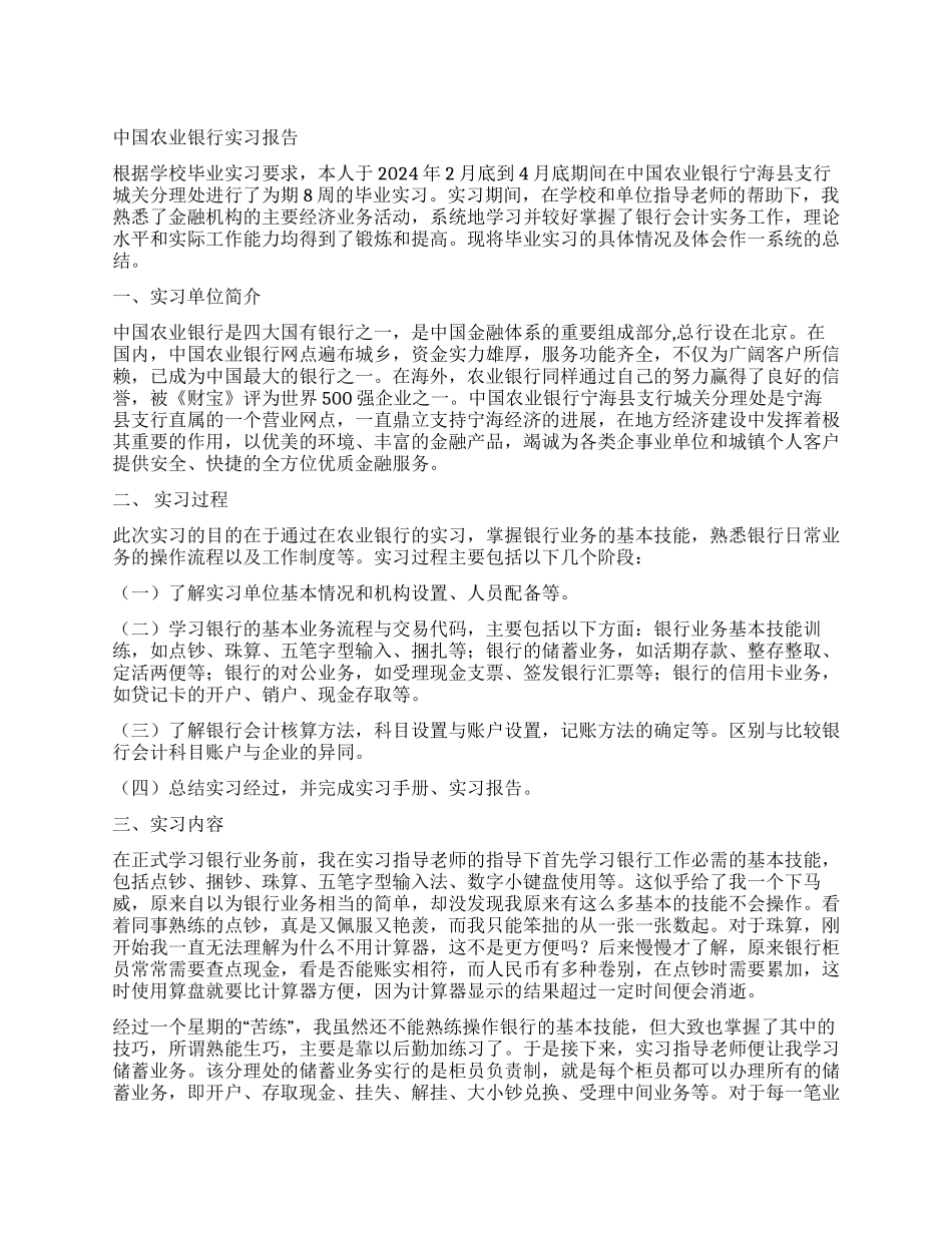 中国农业银行实习报告_第1页