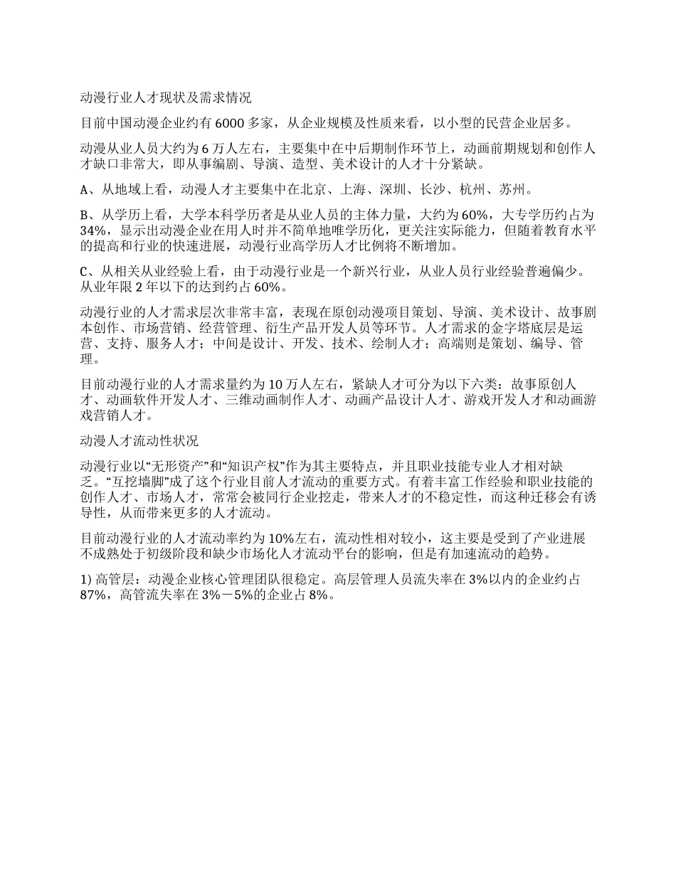 中国动漫行业人才及薪酬调研报告_第1页