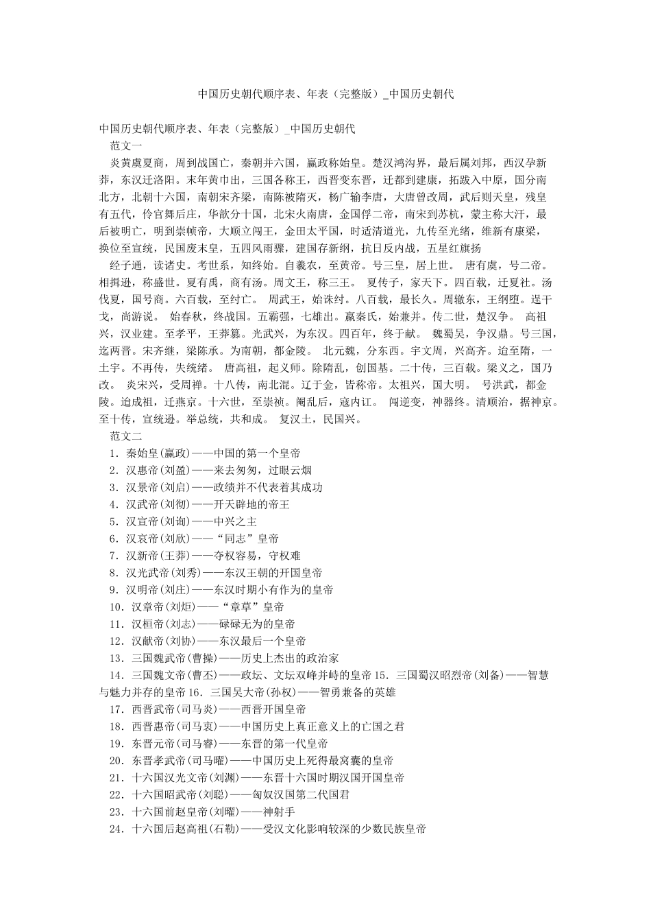 中国历史朝代顺序表年表-中国历史朝代_第1页