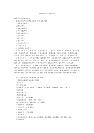 中国电力大学最新排名