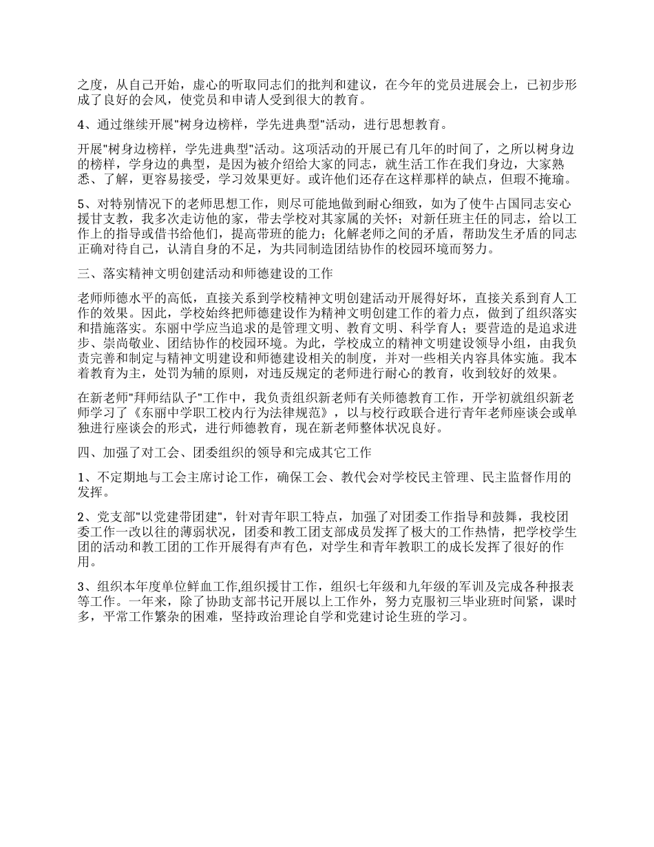 中学党支部副书记述职报告_第3页