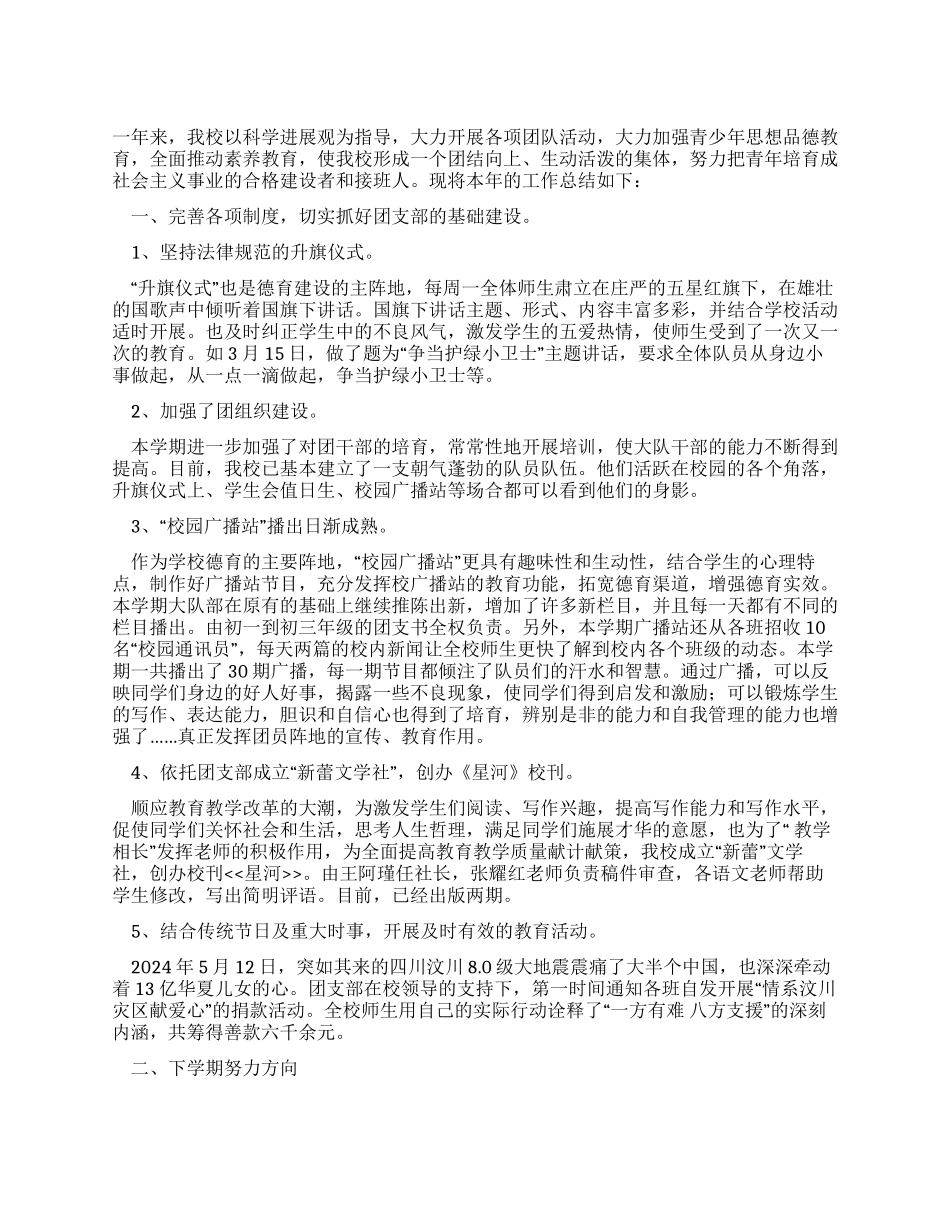 中学团支部建设工作总结_第1页
