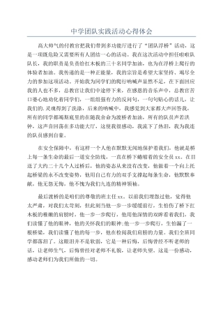 中学团队实践活动心得体会