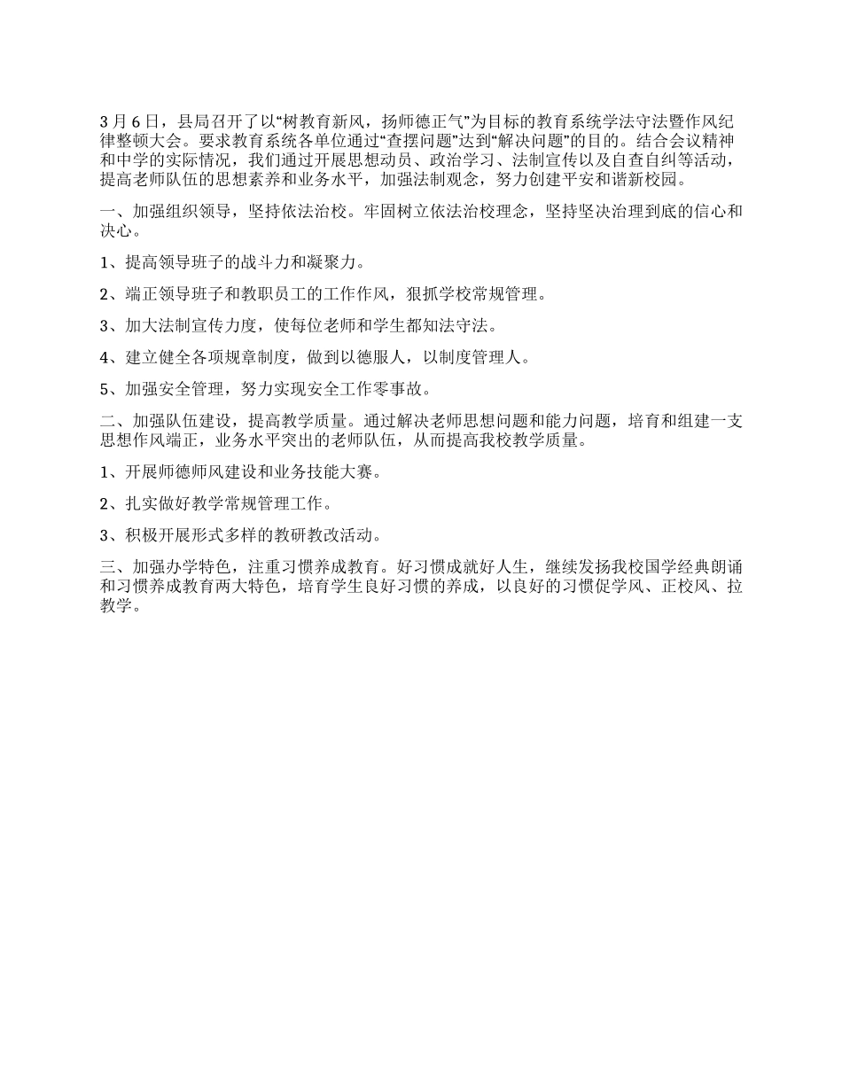 中学开展作风整顿工作总结_第1页