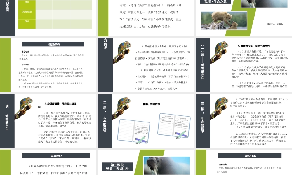 【统编版初中语文七年级上册第五单元】我为动物发声