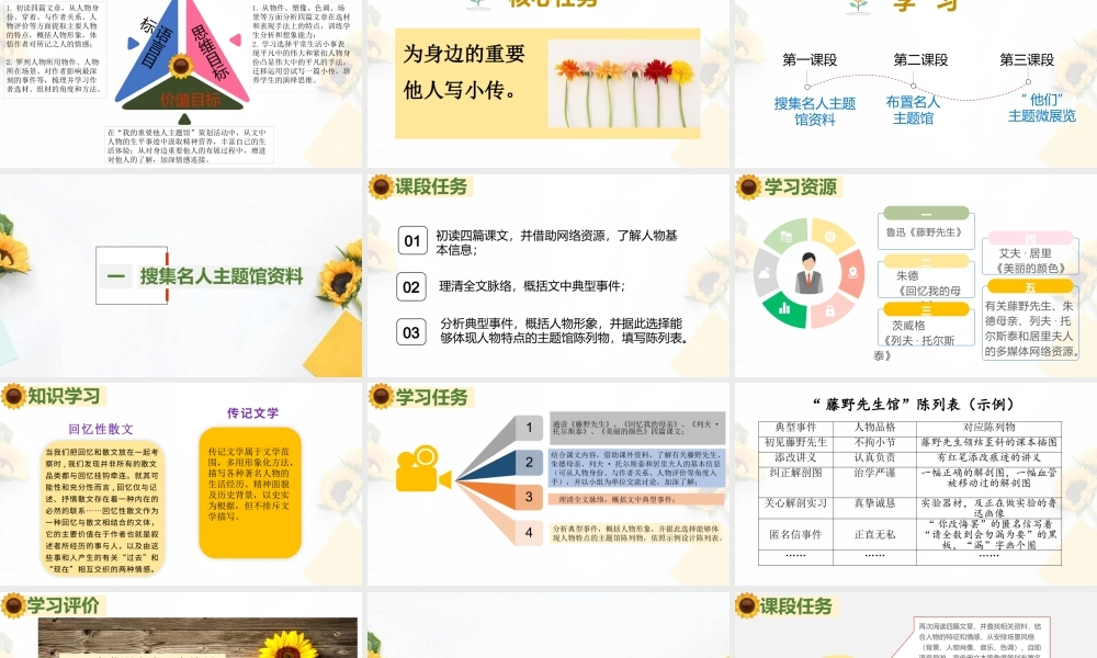 统编版初中语文八年级上册第二单元：重要他人人物主题馆