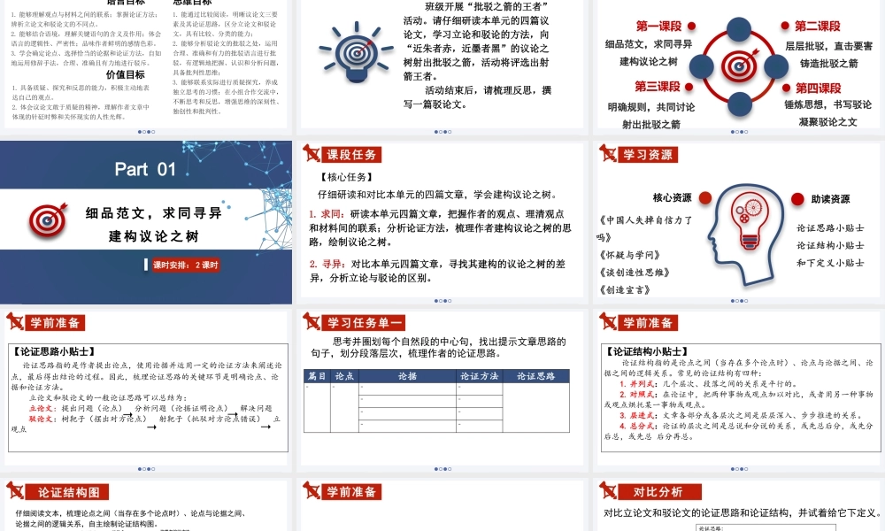 统编版初中语文九年级上册第五单元：以批驳之箭射议论之树