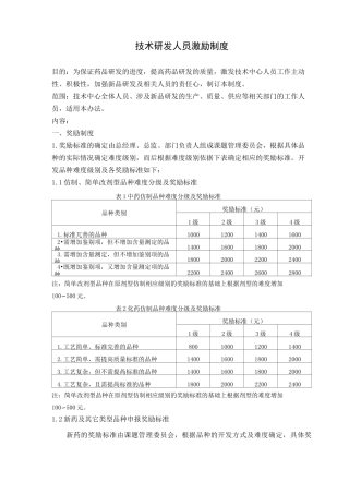 研发人员激励制度