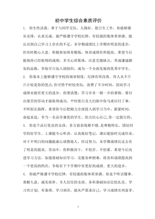 初中学生综合素质评价