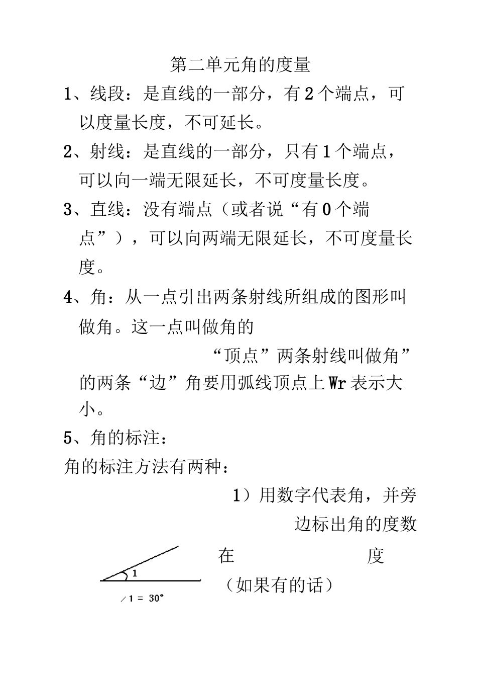 角的度量知识点归纳_第1页