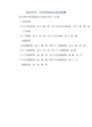 写好汉字：汉字结构组合规律图解