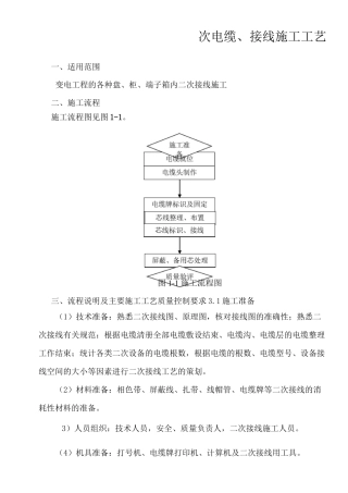 二次电缆 接线施工工艺