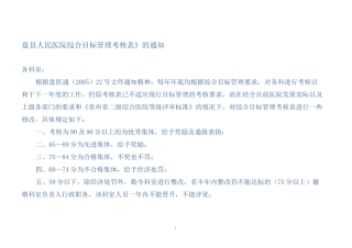 医院综合目标管理考核表