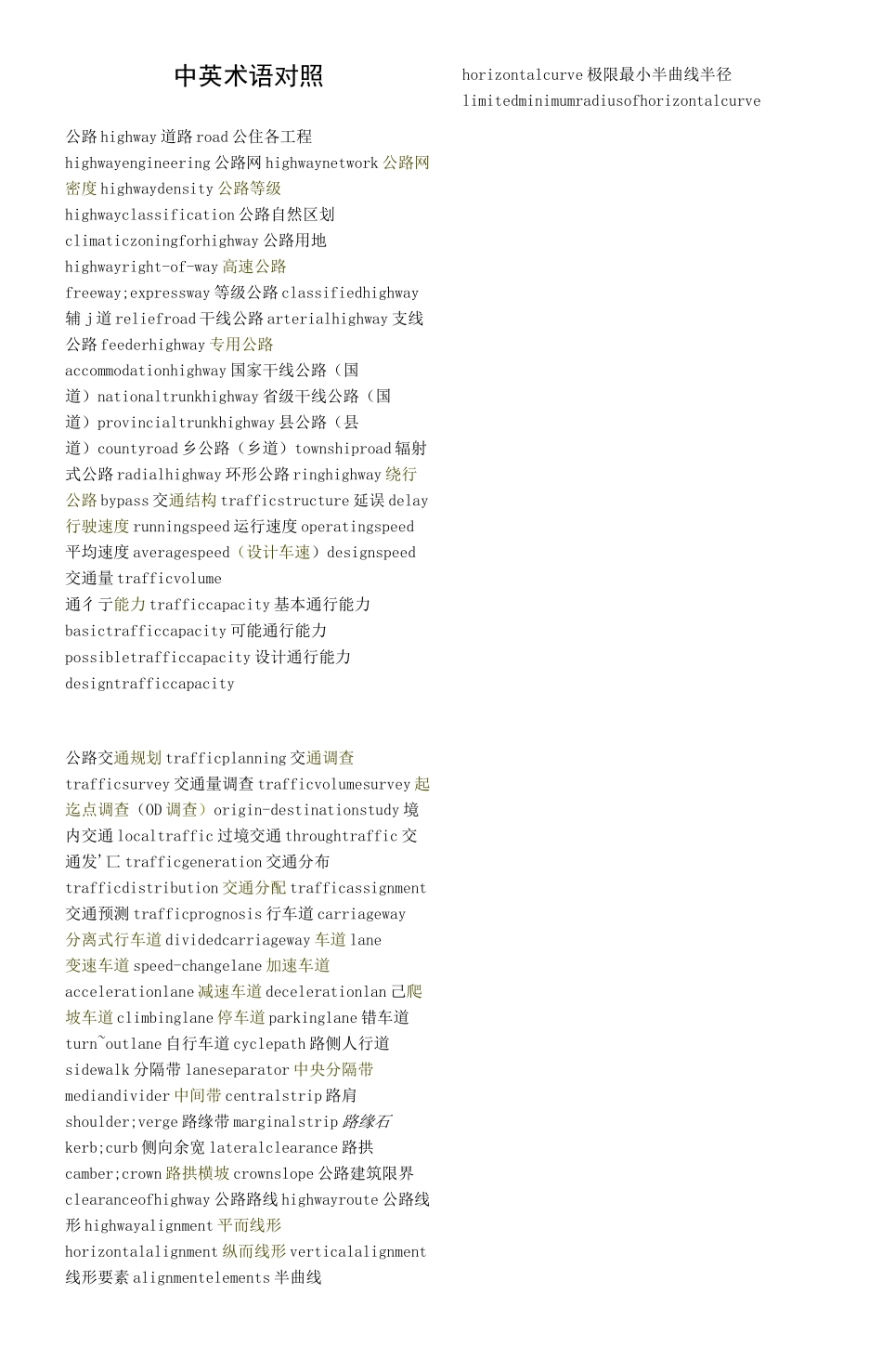 道路交通工程专业英语词汇_第1页