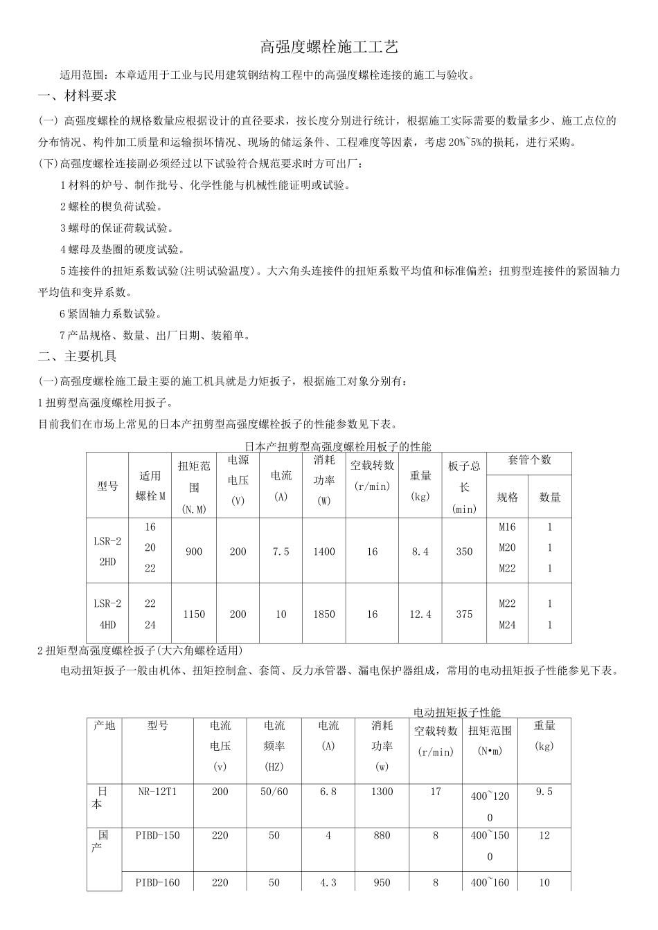 高强度螺栓施工工艺_第1页