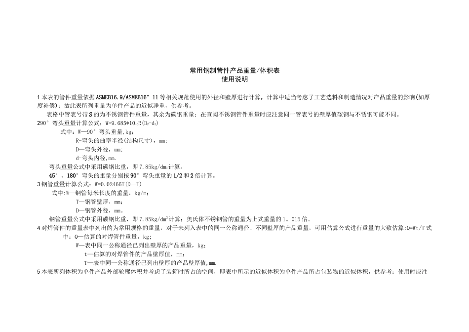 钢制管件理论重量表--_第1页