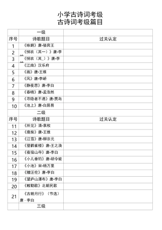 小学古诗词考级