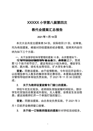 小学教代会提案汇总