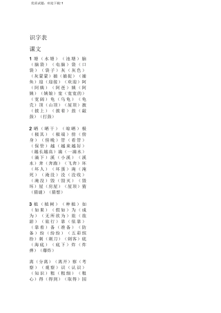 部编本新人教版二年级上册语文生字表组词(全新)