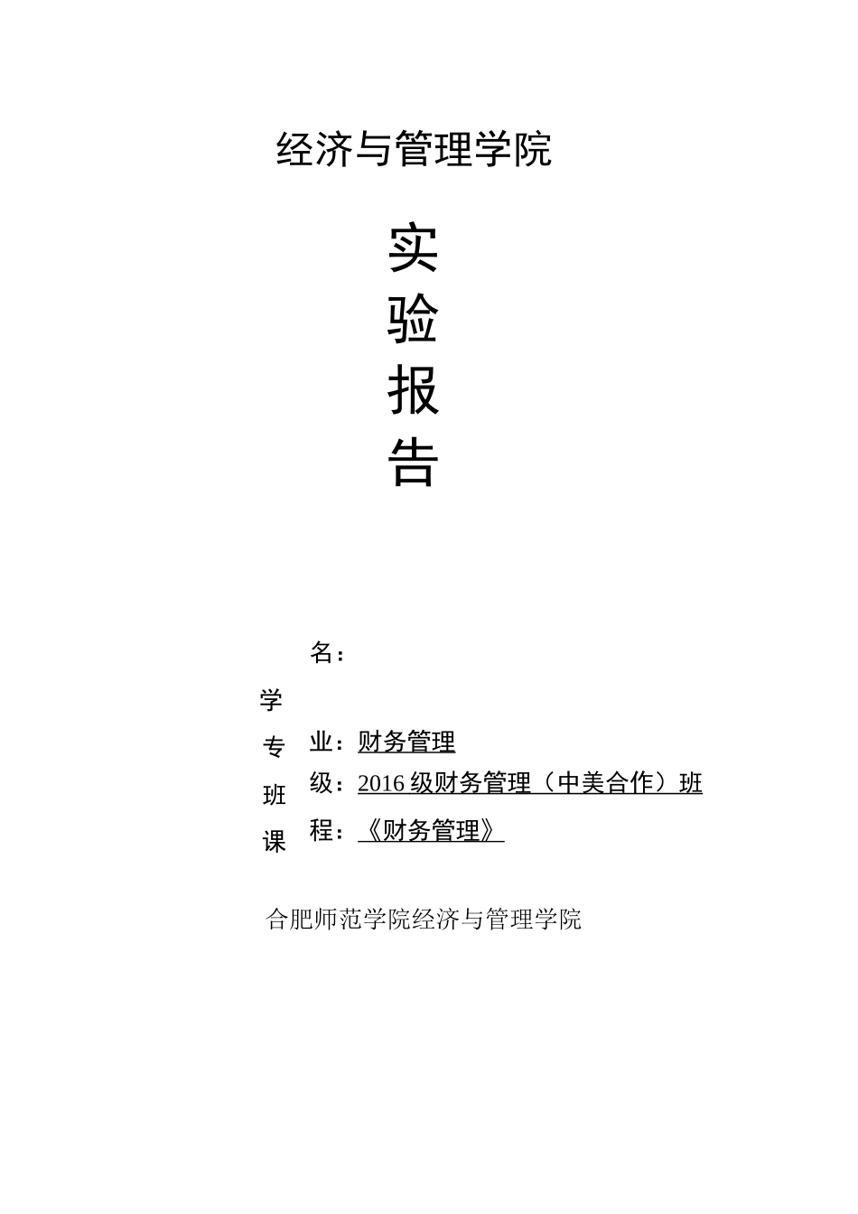 财务管理实验报告_第1页