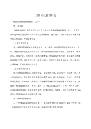 预算绩效管理制度