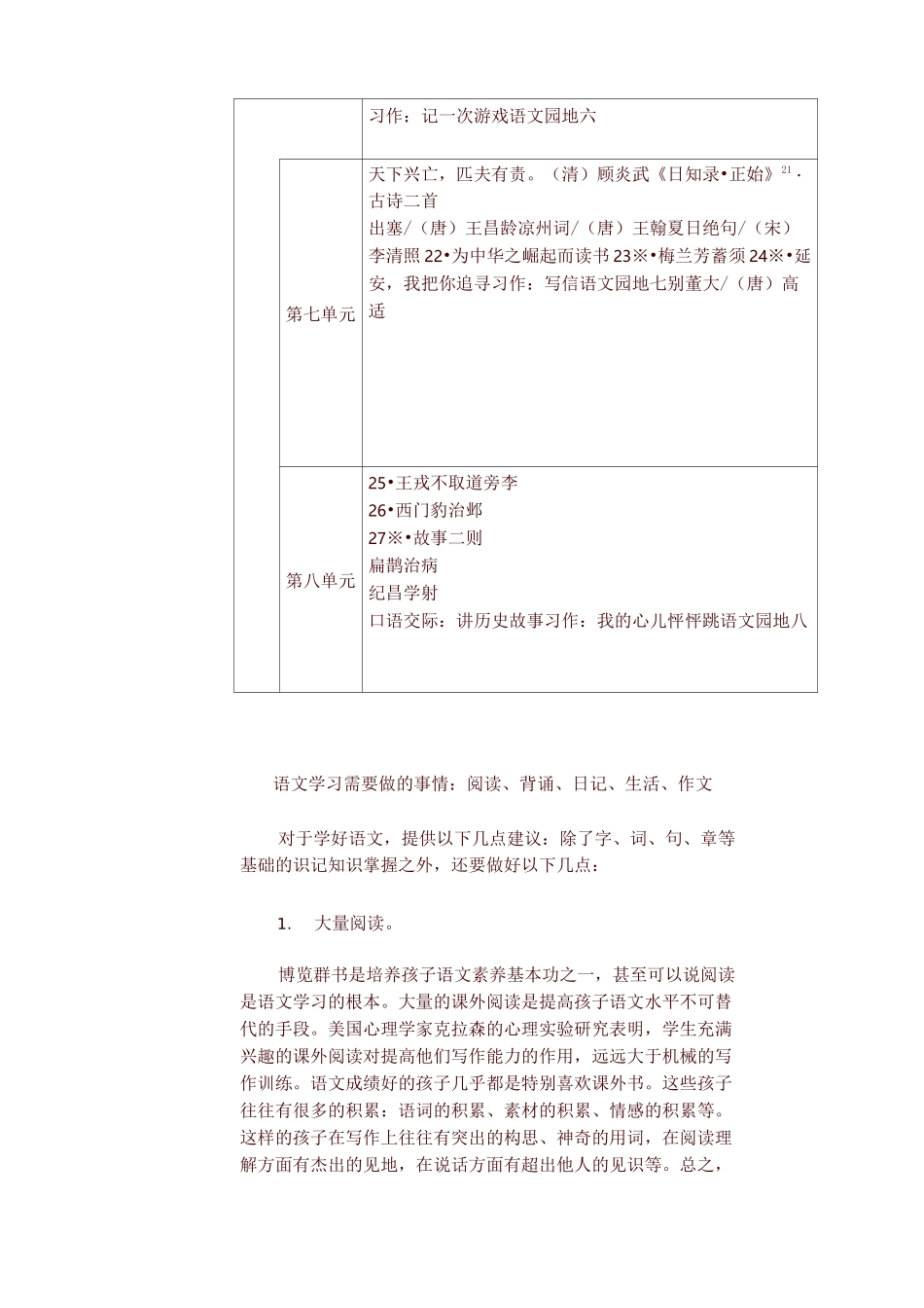 新人教版(部编版)四年级语文上下教材课文目录【精编】_第3页