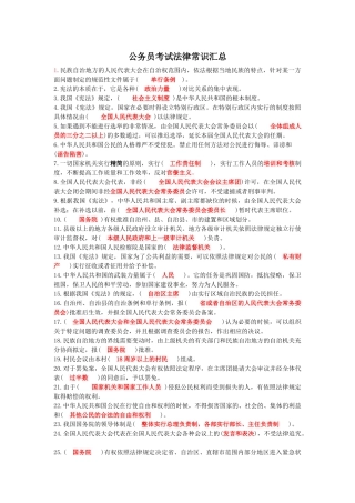 公务员考试法律常识汇总(免费版)
