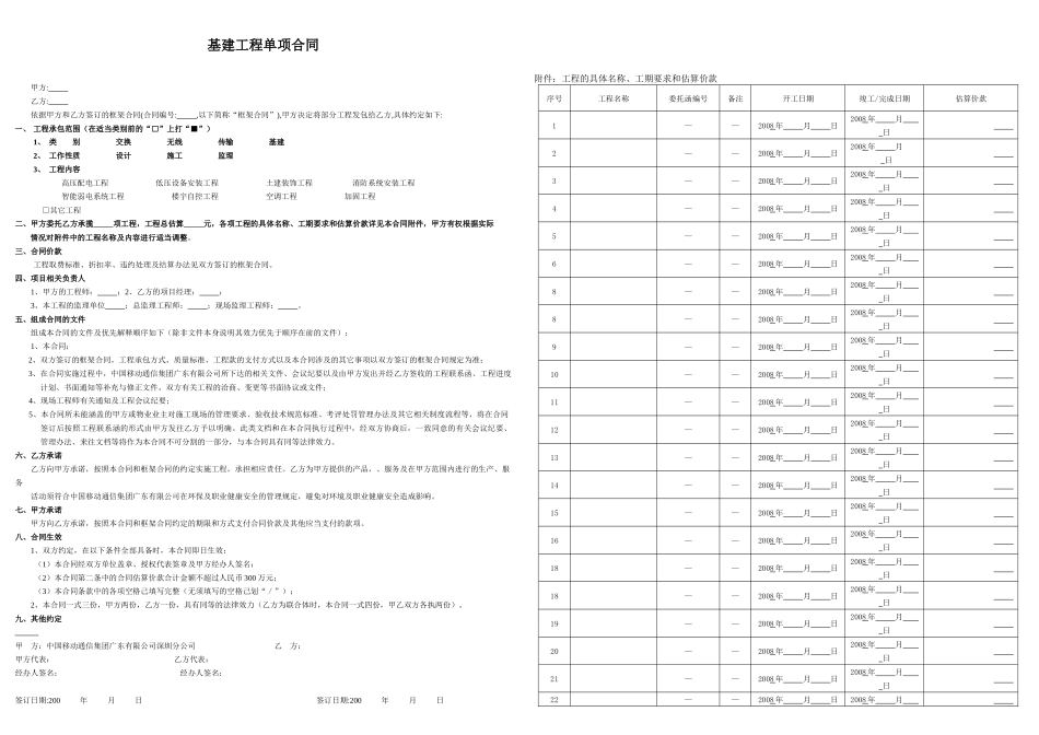 基建工程单项合同(模版)_第1页