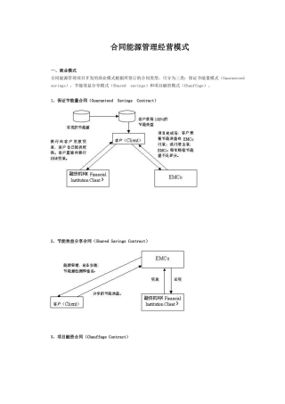 合同能源管理经营模式