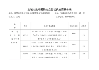 宜城市政府采购定点协议供应商报价表