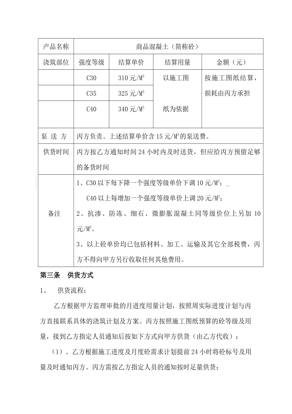 建设工程商品混凝土供需合同协议_第3页