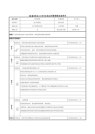 某勘测设计研究院合同管理职务说明书