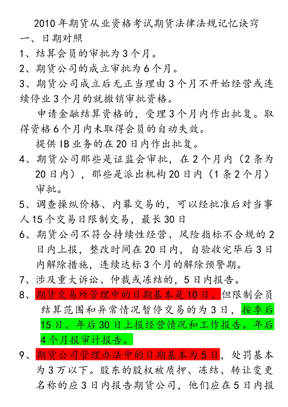 期货法律法规重点记忆XXXX1028121303916(1)_第1页