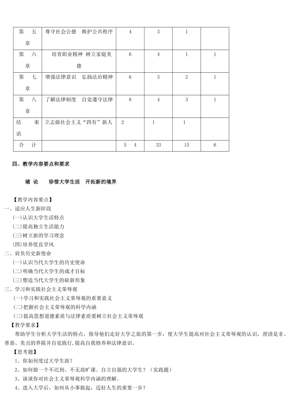 思想道德修养与法律基础课程教学大纲_第2页