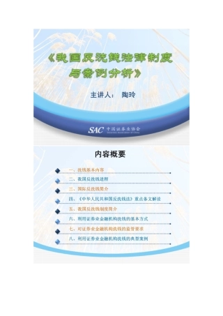 我国反洗钱法律制度与案例分析课件