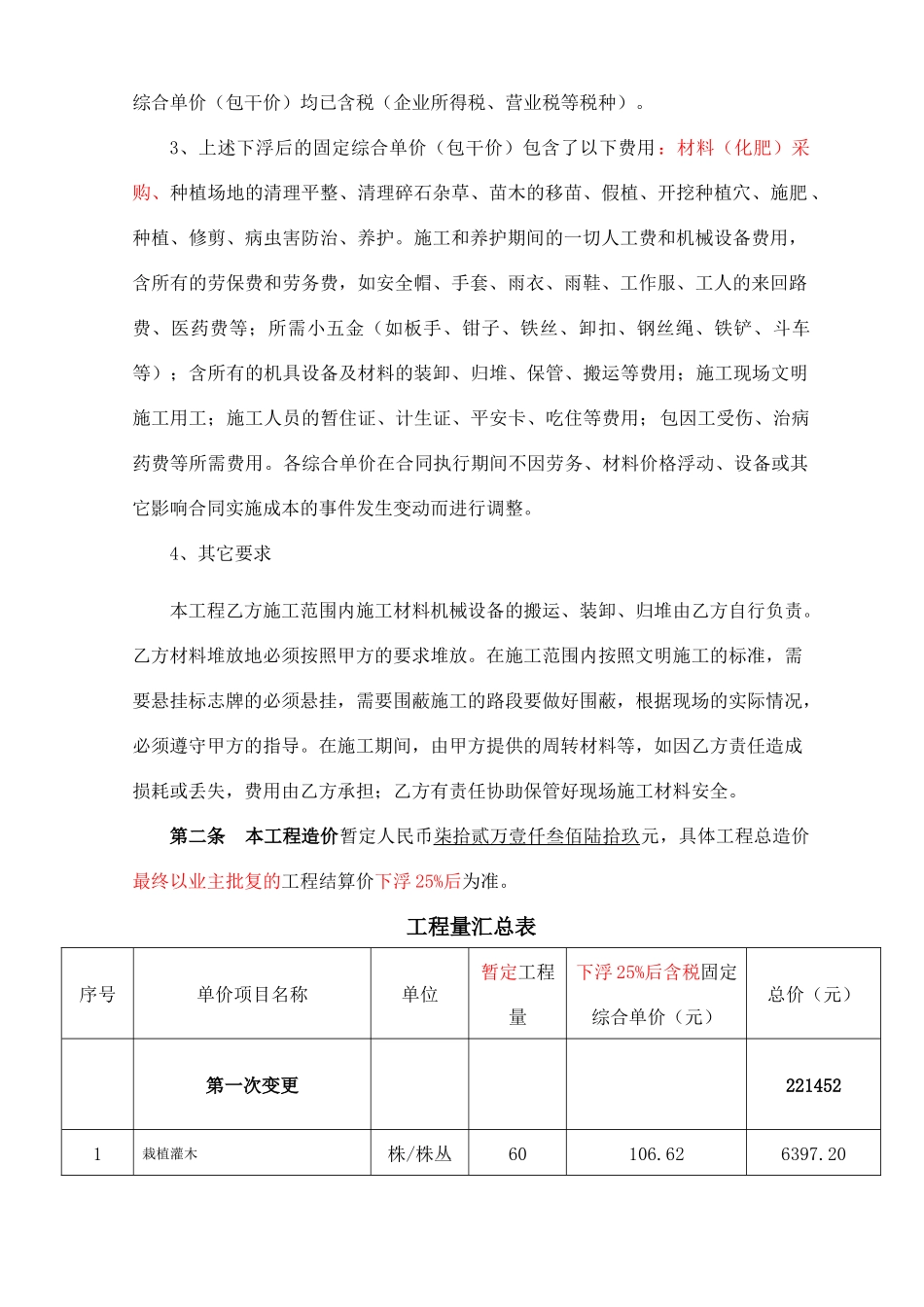 新增绿化工程量合同_第3页