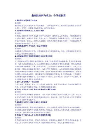 最高院司法观点合同债权篇)