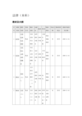 法律本科教材及大纲