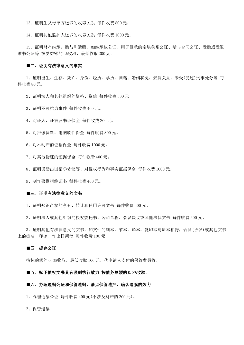 法律知识标准房产公证费用项目及_第2页